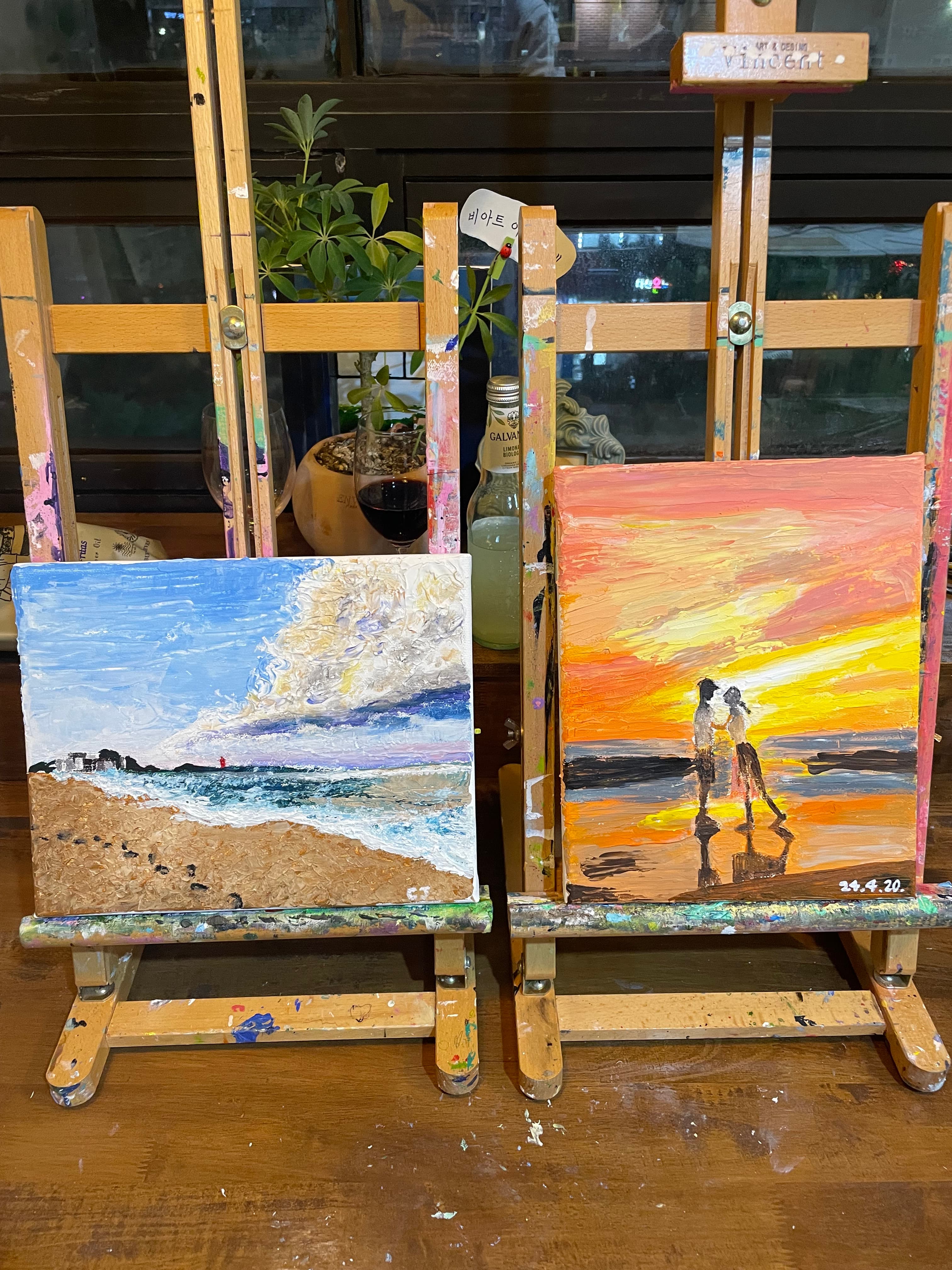 랭랭의 남산뷰 화실에서 즐기는 와인 & 나이프페인팅 리뷰 이미지